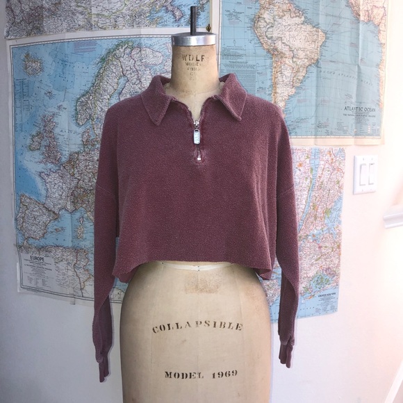 New York Laundry Tops - Vintage crop quarter zip sweatshirt NYL